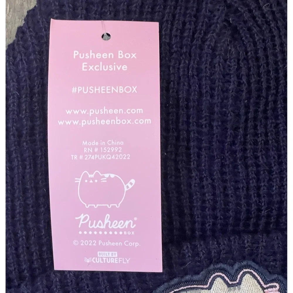 Pusheen Waffle Knit Beanie Hat‎ Navy Blue Gamer Pusheen I'm Busy Winter Box - Picture 4 of 4